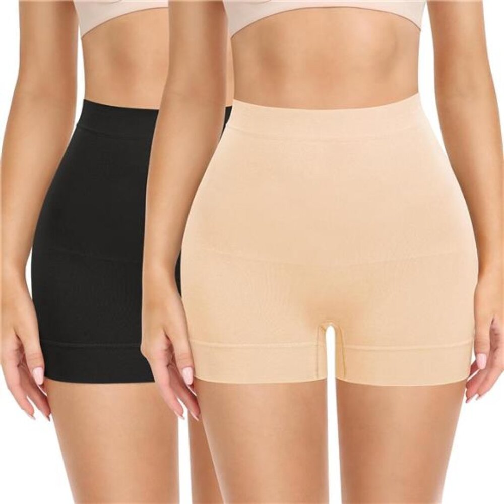 Women's High-Waist Shaping Shorts - Black and Cream